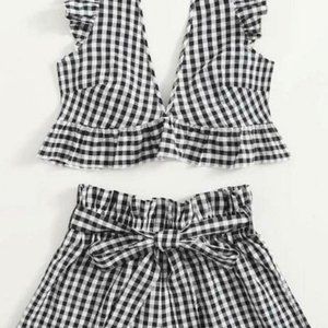 SHEIN Womens Black and White Suit